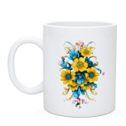Чашка Желто-синий цветочный арт (2)