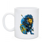 Чашка с желто-синим львом-воином
