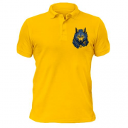 Футболка поло с желто-синим мифическим волком