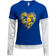 Комбинированный лонгслив Сердце из желто-синих цветов (3)