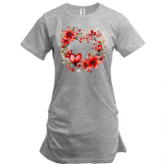 Подовжена футболка Серце квітковий вінок (2)