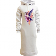 Женская толстовка-платье Птица с цветами (АРТ)