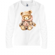 Дитяча футболка з довгим рукавом з плюшевим ведмедиком у шарфі