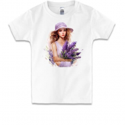 Детская футболка "Девушка с букетом лаванды"