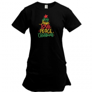 Подовжена футболка Love, Peace, Christmas (Вишивка)