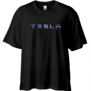 Футболка Oversize з лого Tesla (блискавки)