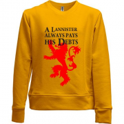 Дитячий світшот без начісу a lannister always pays his debts