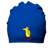 Бавовняна шапка з жовтою щуром в новорічній шапочці