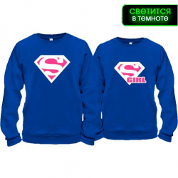 Парные кофты Superman & Supergirl (glow)