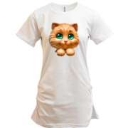 Подовжена футболка з кошеням