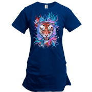 Подовжена футболка з абстрактним тигром (2)