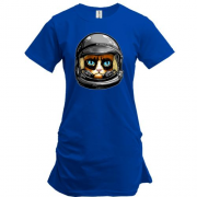 Подовжена футболка з котом - космонавтом