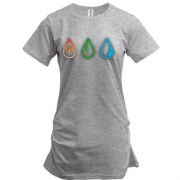 Подовжена футболка 3 стихії (земля, вогонь і вода)