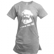 Подовжена футболка з Карлом Марксом "i told you so!"