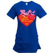 Подовжена футболка з Рожевою пантерою "З Днем Святого Валентина"
