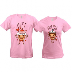 Парные футболки с пироженкой и кофе "Best friends"