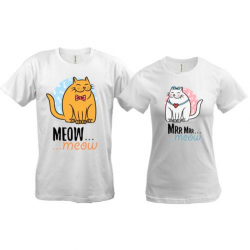 Парные футболки с котиками "Meow..mrr..mrr."