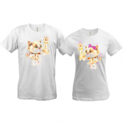 Парные футболки з акварельними кошенятами