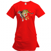 Подовжена футболка з біжучим ягуаром