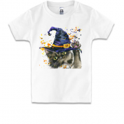 Дитяча футболка з котом в шапці чарівника