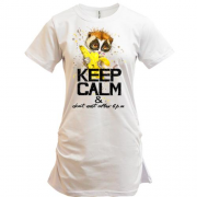Подовжена футболка Keep calm and do not eat after 6 pm з мавпочкою