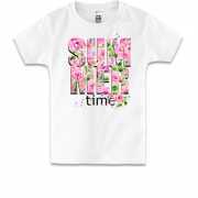 Дитяча футболка з написом Summer time з квітів