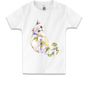 Детская футболка с кошечкой в цветах