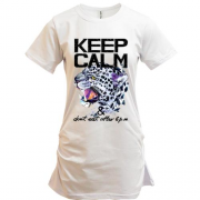 Подовжена футболка з леопардом Keep calm & dont eat after 6 pm