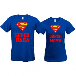 Парные футболки  Super папа - Super мама