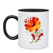 Чашка с цветком в стиле петриковской росписи