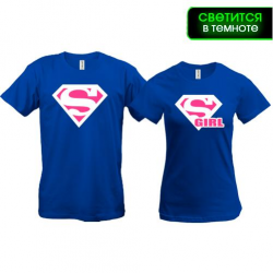 Парные футболки Superman & Supergirl (glow)