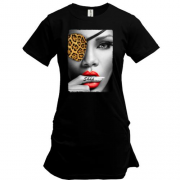 Подовжена футболка Дівчина з пов'язкою леопарда