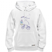 Толстовка Девушка с велосипедом на набережной