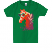 Дитяча футболка з конем в окулярах
