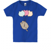 Детская футболка с Пушин котом и воздушными шарами