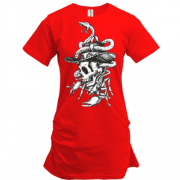 Подовжена футболка зі скорпіоном, змією і черепом ковбоя