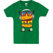 Детская футболка с гамбургером в наушниках