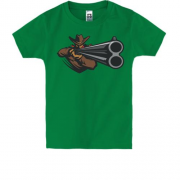 Детская футболка с охотником и ружьем