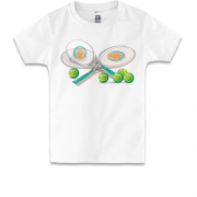 Детская футболка с теннисными ракетками и мячами