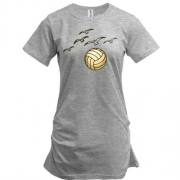 Подовжена футболка з волейбольним м'ячем і чайками
