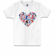Детская футболка с сердцем из видов спорта