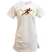 Подовжена футболка з бігуном і олімпійськими кільцями