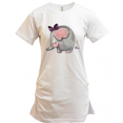 Подовжена футболка зі слоником дівчинкою