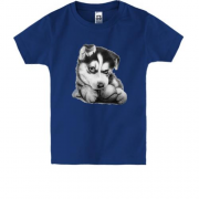 Детская футболка с изображением щенка с теннисным мячом