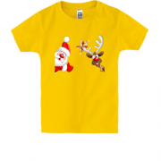 Детская футболка с Сантой и оленем