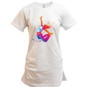 Подовжена футболка з барвистим танцюристом