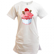 Подовжена футболка з морозивом і вишенькою