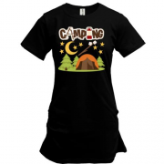 Подовжена футболка з наметом на природі "camping"
