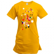 Подовжена футболка з метеликами і нотами