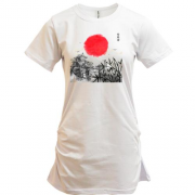 Подовжена футболка з японським пейзажем